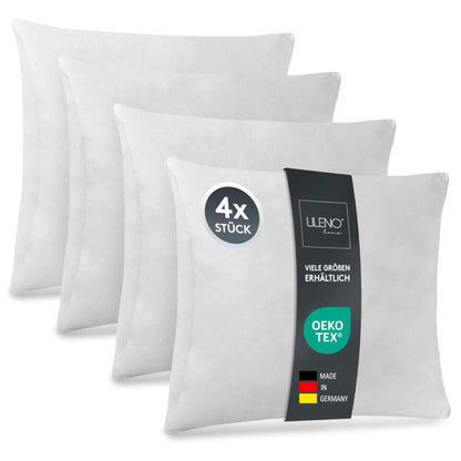 LILENO HOME 4-piece pillow filling 40x50 cm - 40°C washable inner pillow suitable for allergy sufferers - polyester pillow insert for couch pillows, sofa pillows, decorative pillows, and bed pillows.