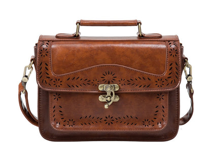 ECOSUSI Women's Shoulder Bag Vintage Leather Crossbody Bag Small Handbag Mini Messenger Bag Brown