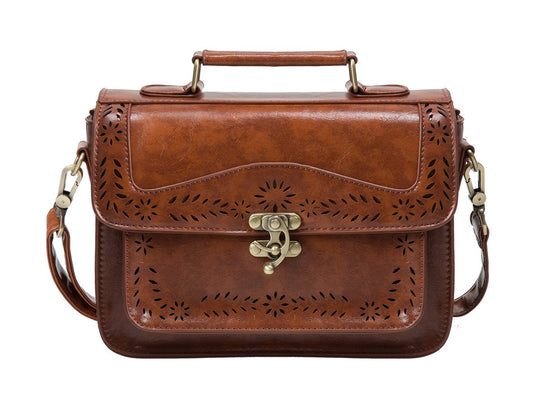 ECOSUSI Women's Shoulder Bag Vintage Leather Crossbody Bag Small Handbag Mini Messenger Bag Brown