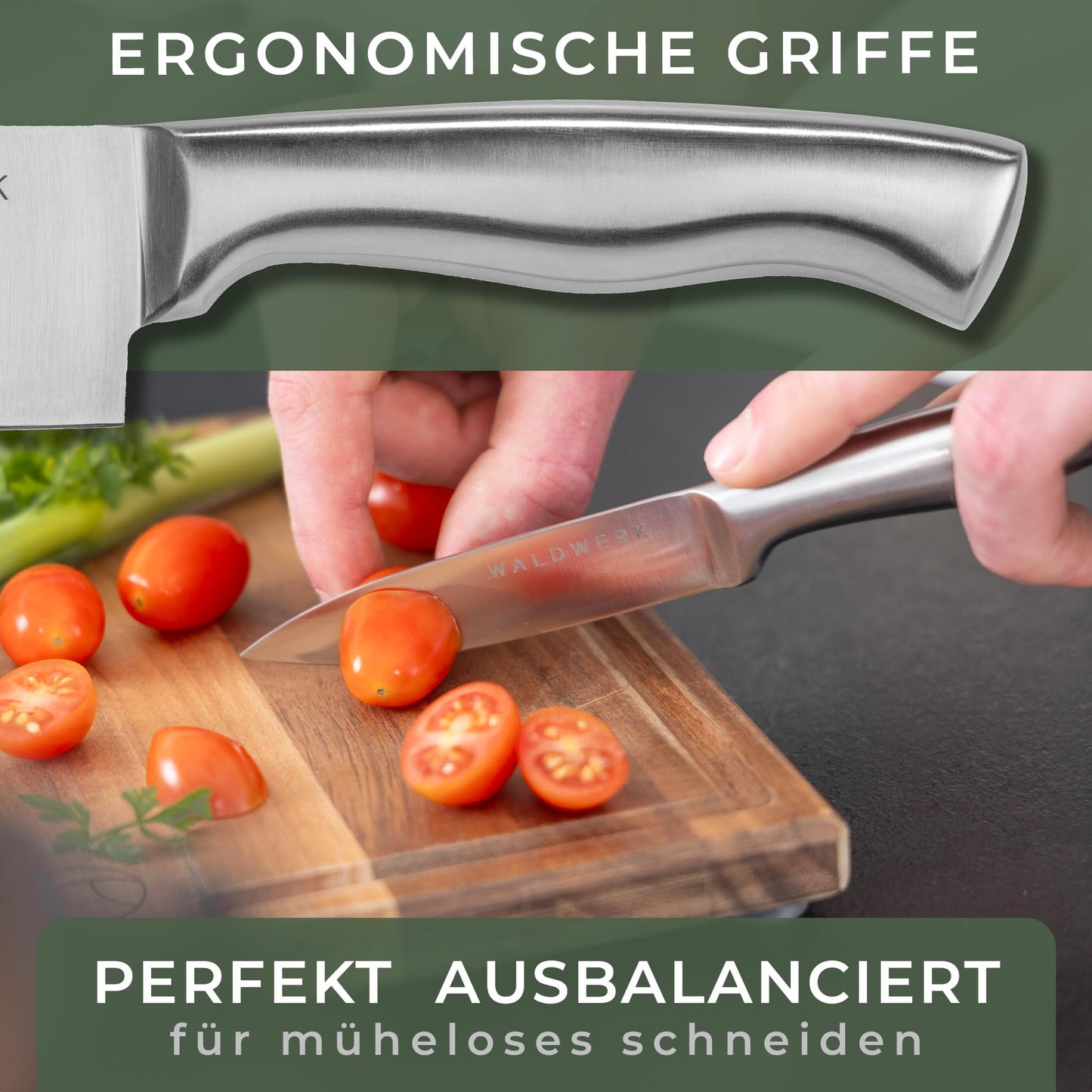ForestWood Knife Block - 7-piece Knife Set with Knife Block and built-in Knife Sharpener - Knife block with knives - Kitchen Knife Set - Knife set with block - Knife Set
