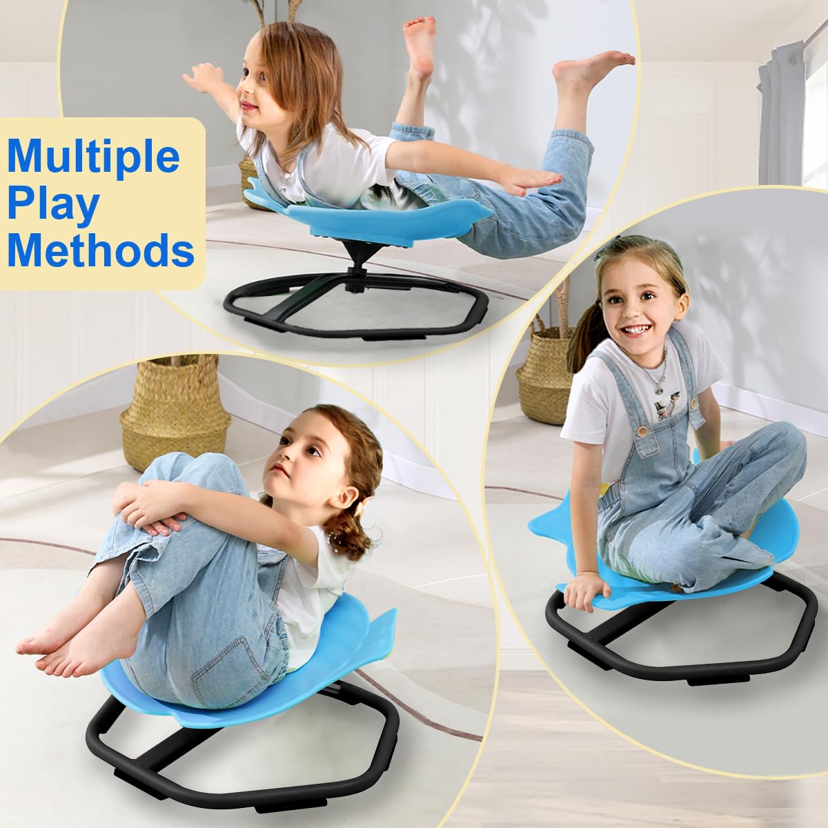 E-Solem Carousel Kids Balance Toy, Sensory Toy Swivel Chair for Kids, Balance Physiotherapy Equipment, Training Body Coordination, Science Balance Toy (Blue)