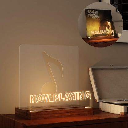 YuanDian Record Stand, Now Playing Vinyl Stand with warm lights, LED LP stand for vinyl record storage, gifts for vinyl lovers.