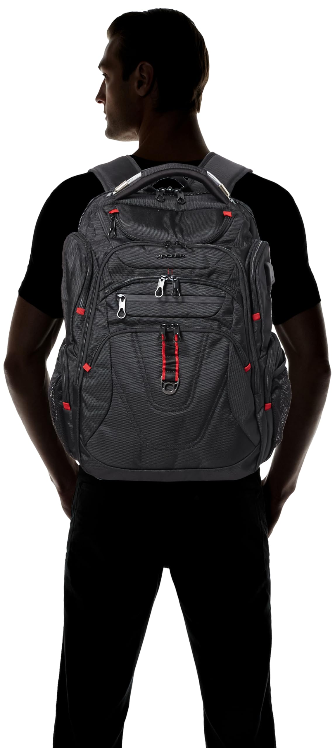 KROSER Laptop Backpack 17.3 Inch Business Travel Backpack Carry-On Waterproof with Hard Shell Security Compartment Charging Port RFID Pocket for Men/Women/College/School - Black MEHRWEG