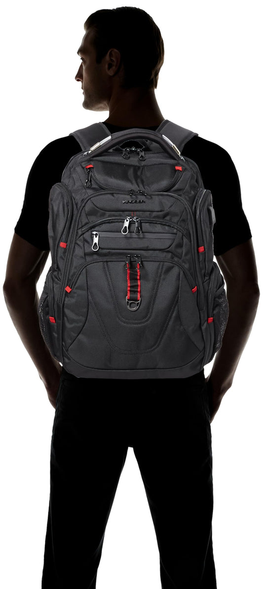 KROSER Laptop Backpack 17.3 Inch Business Travel Backpack Carry-On Waterproof with Hard Shell Security Compartment Charging Port RFID Pocket for Men/Women/College/School - Black MEHRWEG