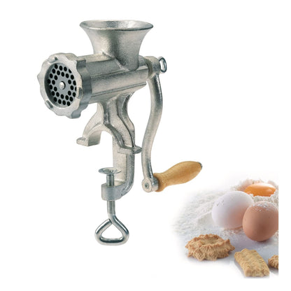 Westmark meat grinder size 8, with 4.5 mm hole size plate, including screw clamp for table mounting, Tinned steel cast, Silver, 97522260