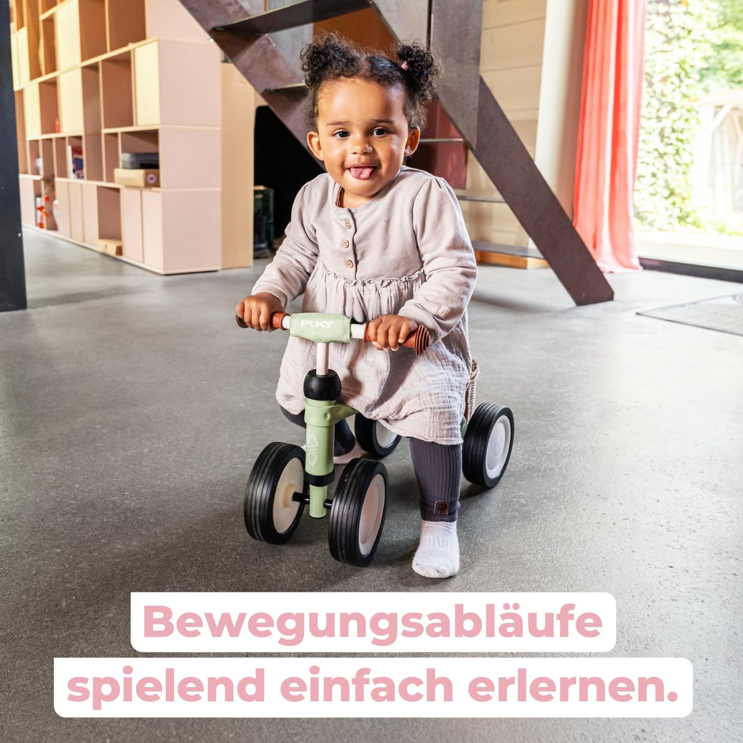 PUKY PUKYLINO Retro Rose | Indoor slide vehicle for children from 1 year | Walking aid | Baby toy | Ergonomic seat, safety handlebars & handlebar padding | Powder coating | Float wheels