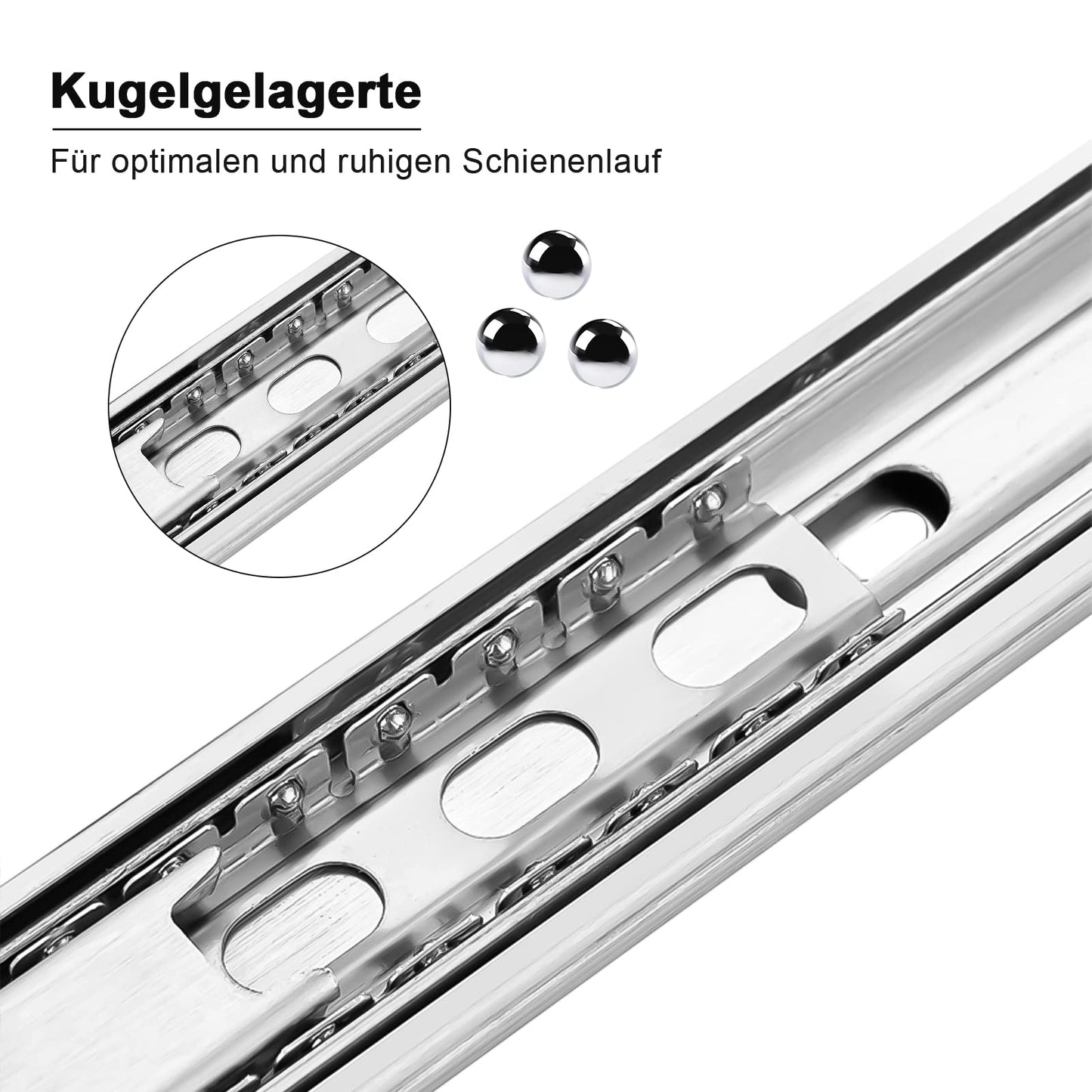 Lospitch 4 pairs of ball-bearing drawer slides 350 mm, 3-fold full extension ball-bearing slides with self-closing feature. Robust full extensions with 35 kg load capacity.