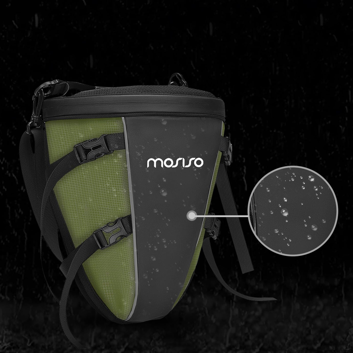 MOSISO Motorcycle Tail Bag, Multifunctional Waterproof Polyester Storage Saddle Bag, 10L Outdoor Sport Motorcycle Rear Seat Lightweight Tank Bag Tool Bag with Shoulder Strap, Army Green.