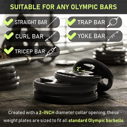 PhysKcal 1.25kg, 2.5kg rubber weight plates set for Olympic barbells, barbell weight set, dumbbell plates for international barbells, change plates, fractional plates