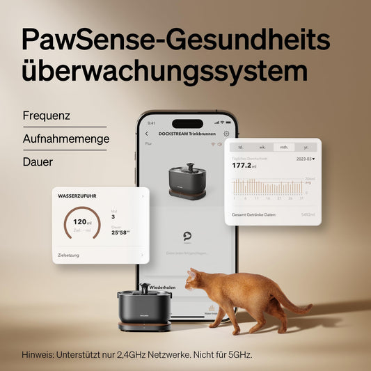 PETLIBRO Cat Fountain with App Monitoring Water Dispenser for Cat, Dockstream Automatic Cat Drinking Fountain 2.5L, Intelligent Control System, 2.4GHz Wi-Fi Connection, Easy Cleaning, Ultra Quiet.