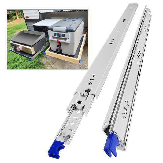 AOLISHENG drawer slide full extension 800 mm, Heavy-duty drawer guides with lock 80 kg load capacity, 1 pair (2 pieces) (With lock, 32 inch (800mm))