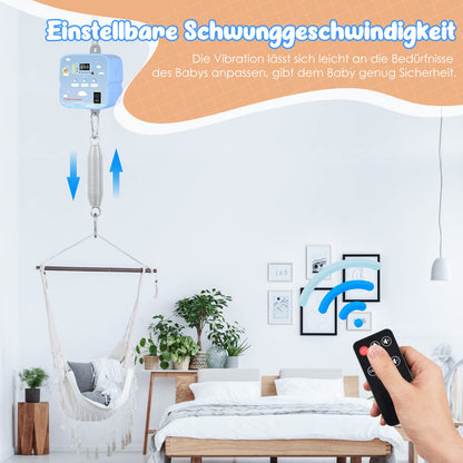 Motorized baby swing, SenDeluz swing motor with 2 pieces of spring and remote control, Electric baby swing controller with timer, Adjustable speed and volume, 20 kg capacity.