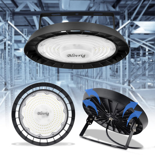 Blivrig 300W LED UFO High Bay Light Industrial Lamp 6500K Cool White 30000LM, 252 Pendant Lights 230V with Cable, IP65 Waterproof Hanging Lights Indoor Lighting for Gymnasiums, Factories