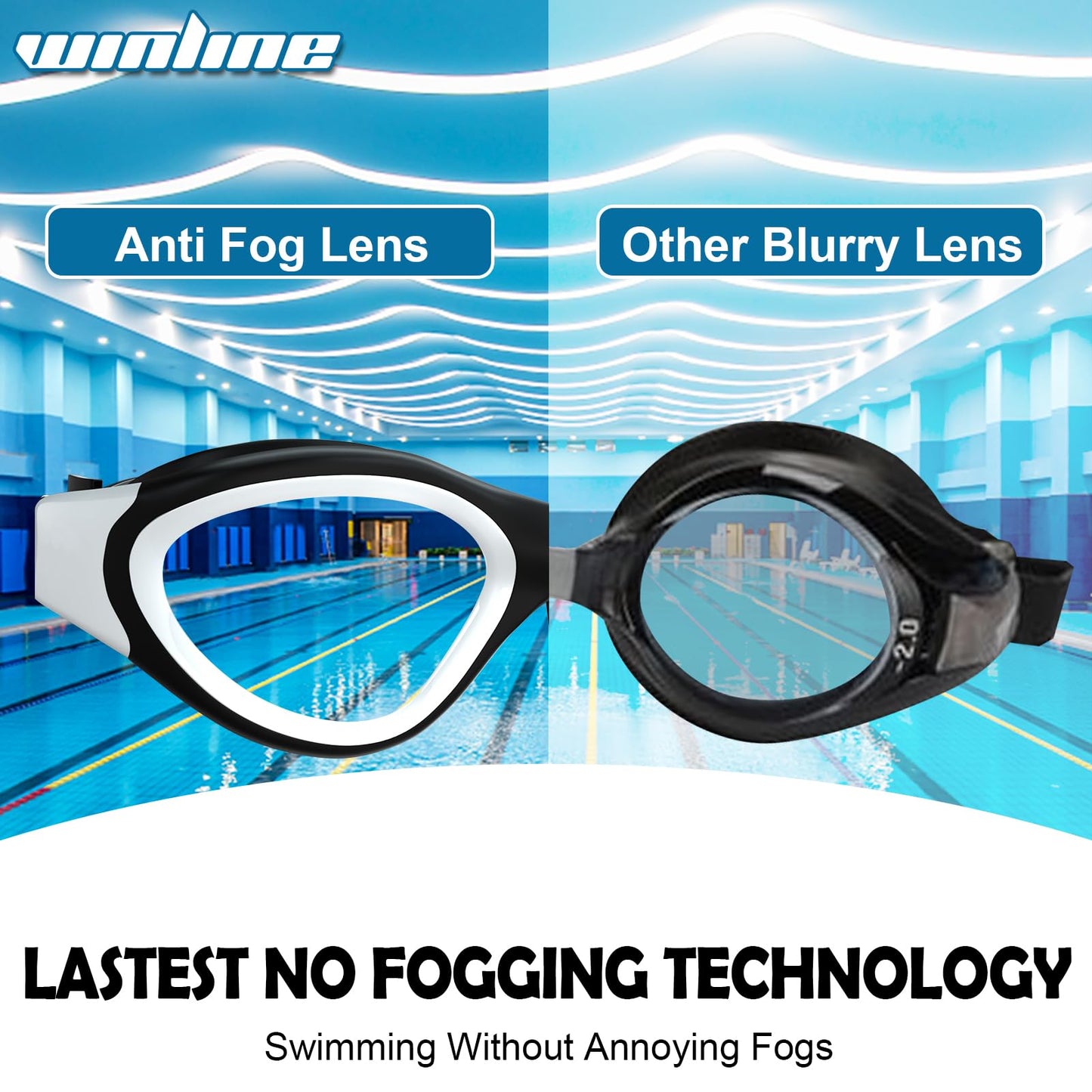 Winline Polarized/Non-polarized Swimming Goggles for Adults Teens, Anti-fog UV Protection Waterproof Clear Vision easy to adjust with soft nose bridges for Men Women