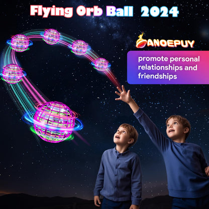 ANOEPUY Flying Ball, Orbi Ball with RGB Light, Kids Flying Ball, Fly Spinning Ball, Decompression Plane Gifts for Kids (Purple)