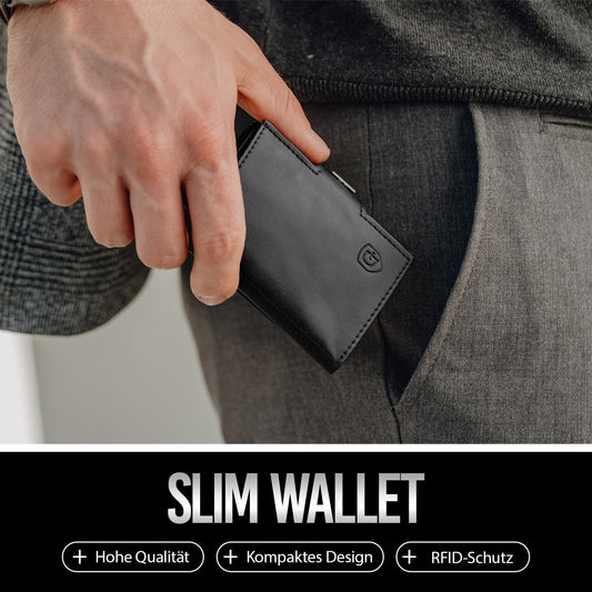 GenTo - Slim wallet with coin pocket & RFID NFC protection - Mini wallet - thin slim card holder money clip credit card holder men & women - includes gift box
