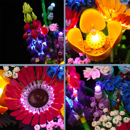 LED light set for Lego Wildflower Bouquet set 10313 (no model), LED lighting set for Lego Icons Wildflower Bouquet 10313 artificial flowers Valentines Day gift for adults unique home decor