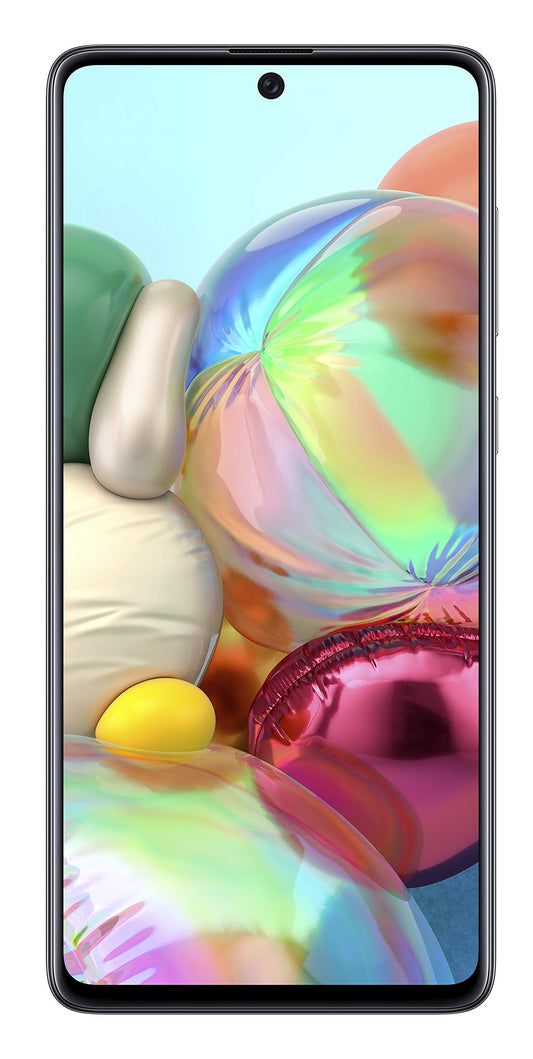 Samsung Galaxy A71 (6.7 inch display) with 128GB internal storage, 6GB RAM, Dual SIM, Android, Prism Crush Black. German version.