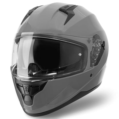 VINZ Kennet Full-Face Helmet with Sun Visor | Motorcycle Helmet Full-Face Moped Helmet ECE 22.05 | Full-Face Helmets for Men & Women | Available in Sizes XS-XXL - Nardo Grey