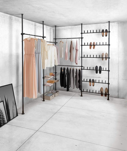 The WENKO Telescopic Wardrobe System Hercules Basic in Black.