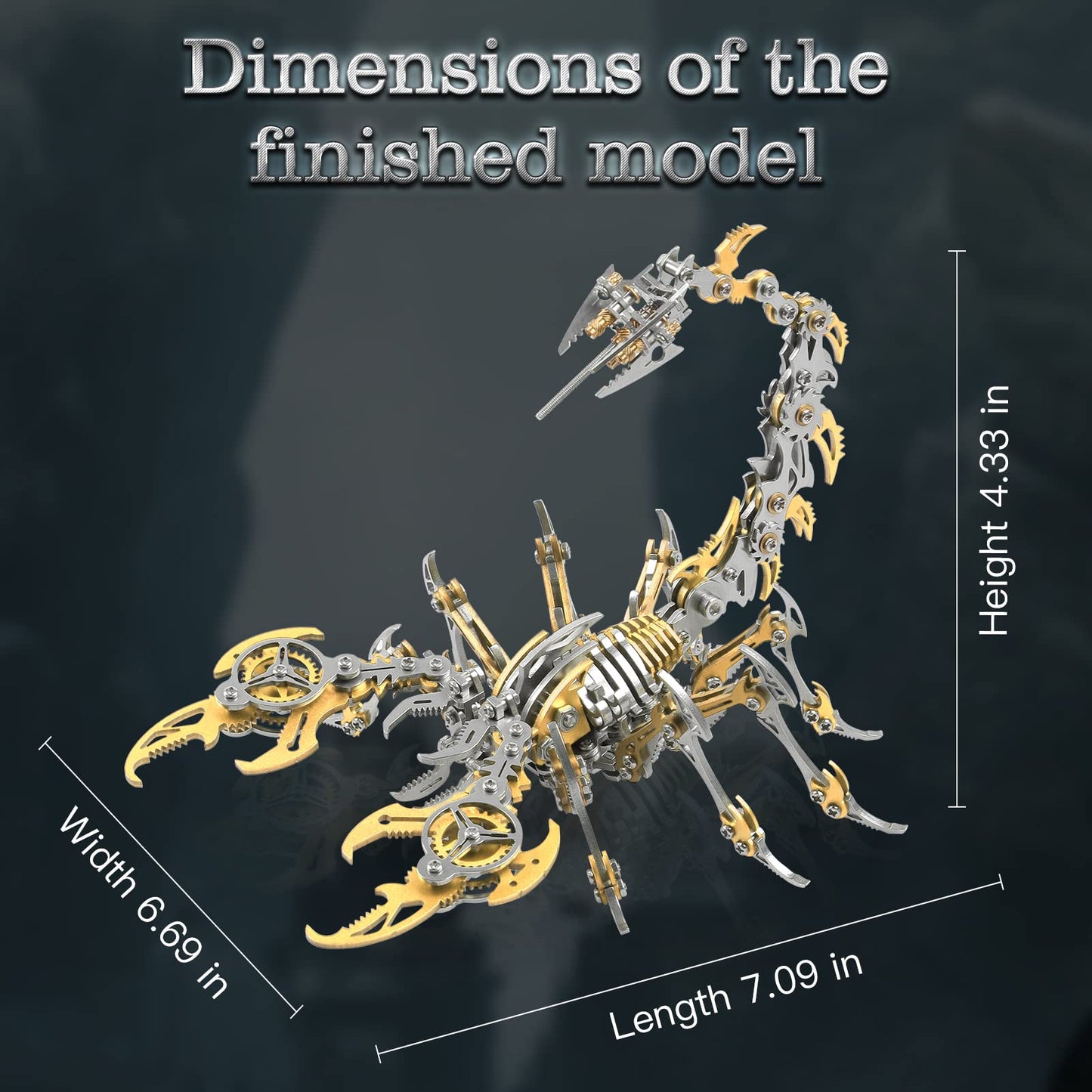 Metallic Scorpion King 3D Metal Puzzle Kits for Adults Teens - 454 pieces - Mechanical Assembly Models - Build Decorations for 4 hours (Gold)