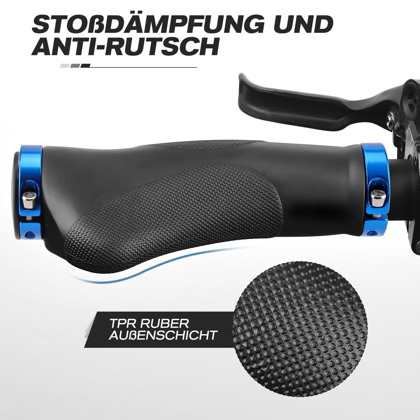 GXCROR Ergonomic bicycle grips with anti-slip dot design | Shock-absorbing rubber handlebar grips for mountain bikes | 130mm safety grips