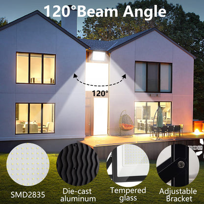 loyal 300W LED floodlight outdoor, 30000LM super bright LED spotlight, 6000K cool white industrial floodlight, IP66 waterproof outdoor lamp, LED outdoor floodlight for garden, sports field, garage