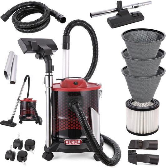 Ash vacuum 20L 1650W fireplace vacuum with HEPA filter + 3X bag filter, 2m suction hose + 4 wheels vacuum cleaner ash vacuum for fireplace SN184