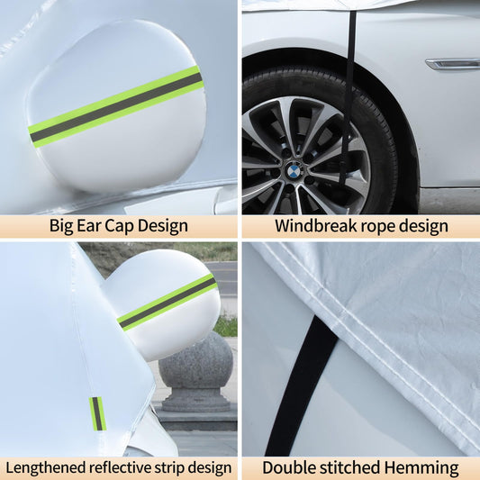 All-weather car cover, half cover, waterproof, car garage, dustproof with UV protection (400-520cm SUV).