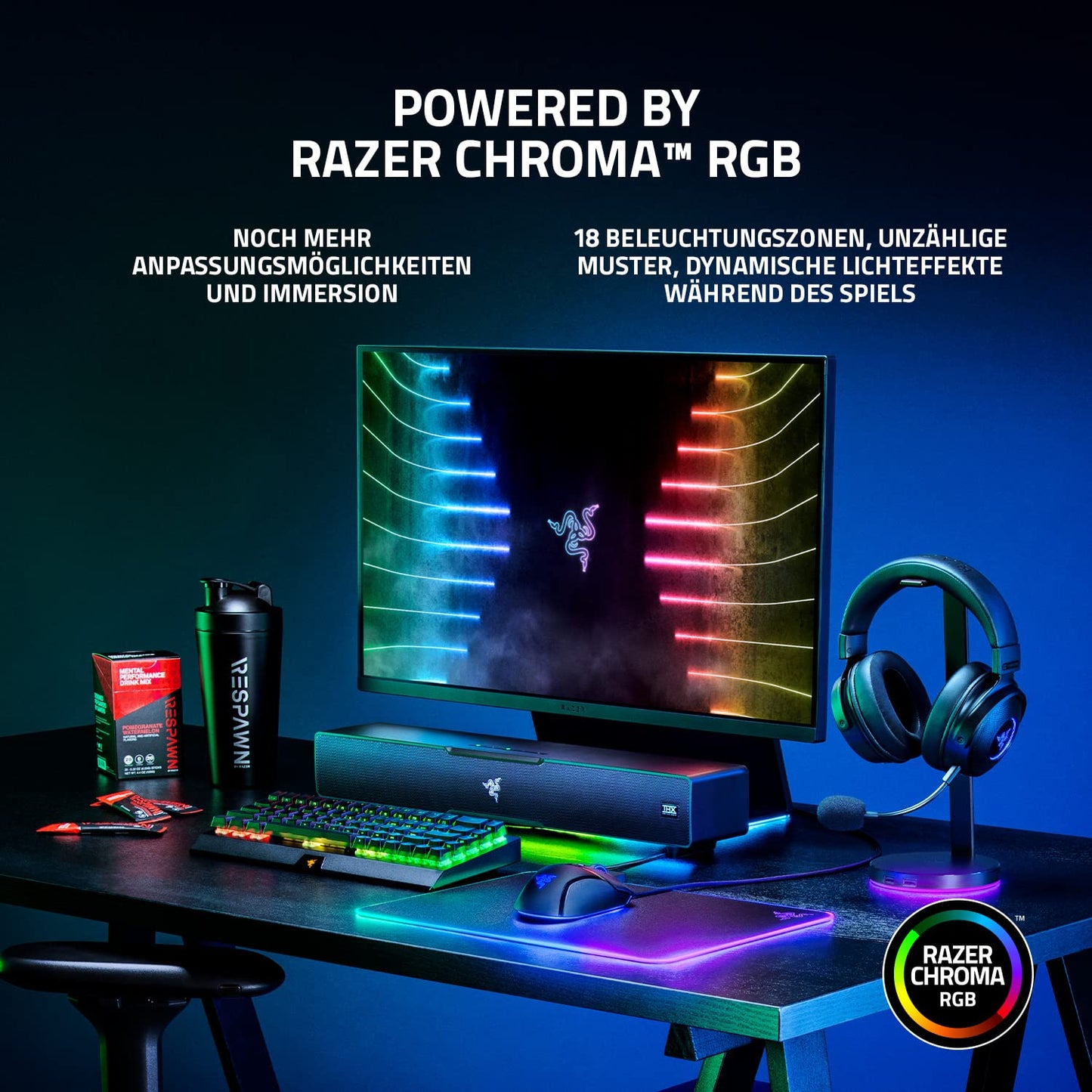 Razer Leviathan V2 - PC gaming soundbar with Dolby 5.1 Surround Sound, powerful subwoofer for deep bass, great for gaming, movies, and music. Black.