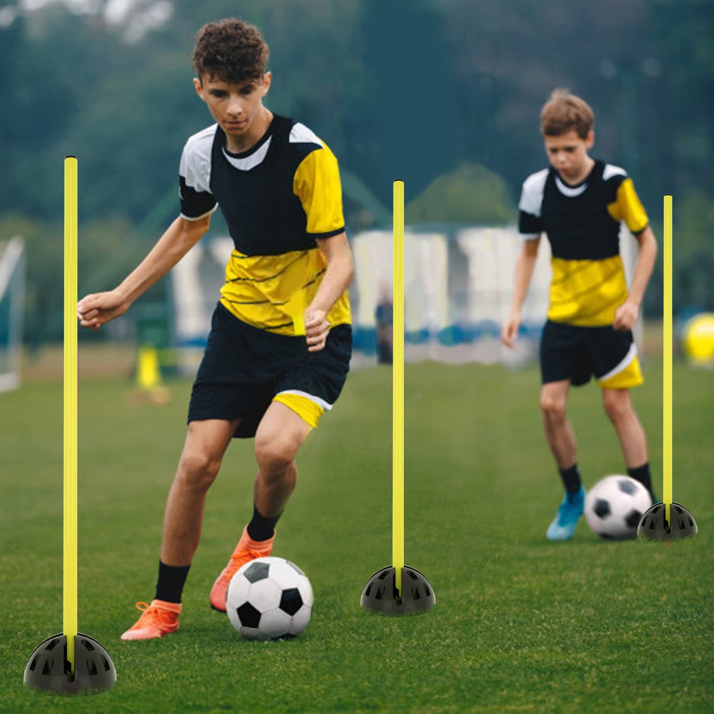 Onward Up Agility Jump Bar Set, training bars for conditioning, coordination hurdles for jumping power, dribbling, and mobility (Yellow)