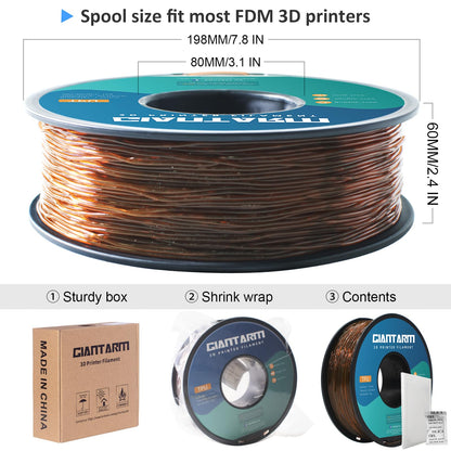 GIANTARM TPU filament 1.75mm for 3D printers 1kg, Transparent Brown