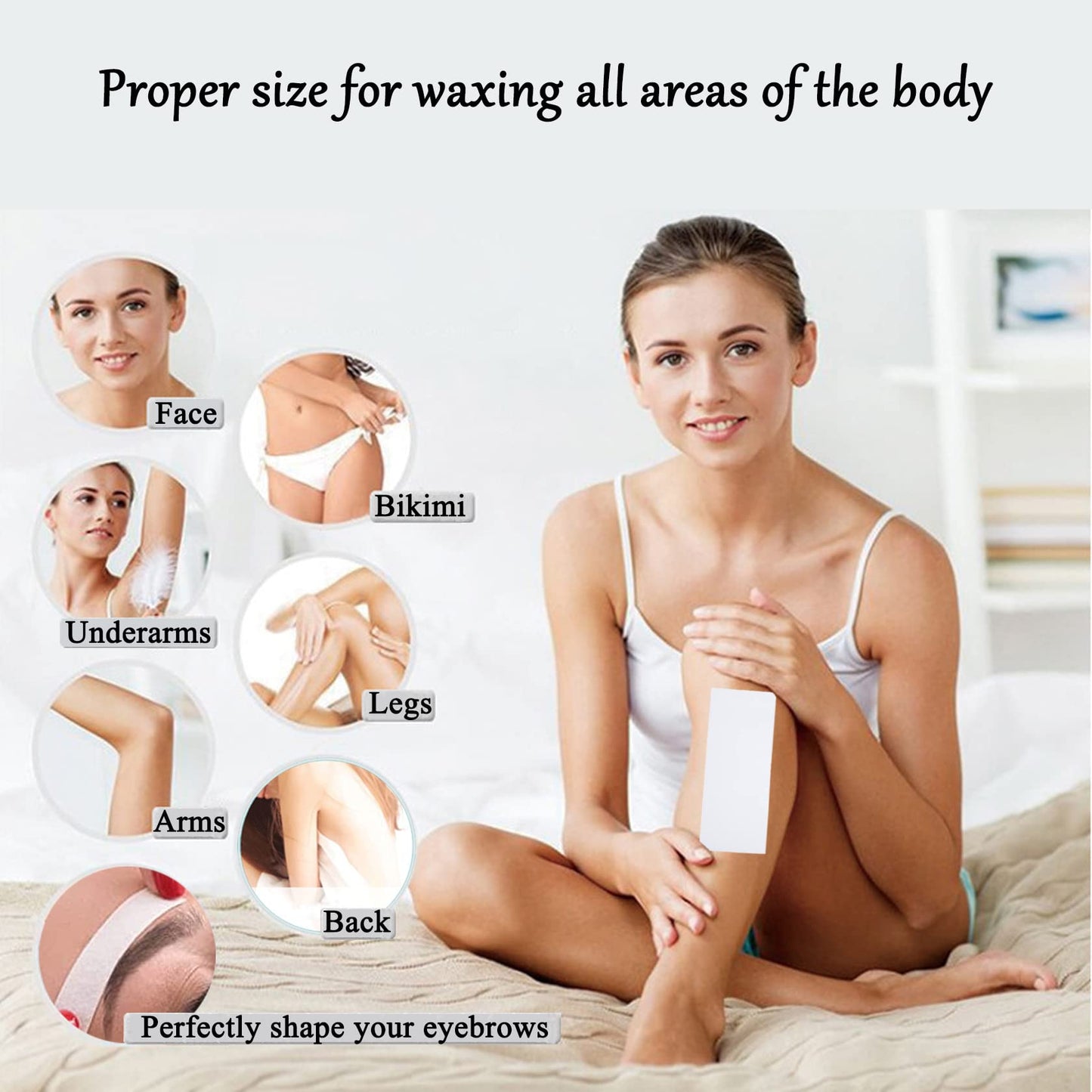 1000 pieces of non-woven strips for hot wax and sugar paste. Wax strips for bikini, legs, chest, back, intimate area, and face. Size: 7x20cm.