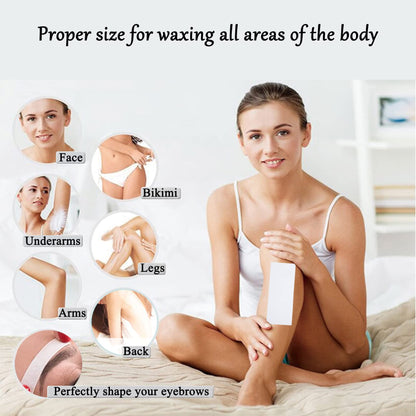 1000 pieces of non-woven strips for hot wax and sugar paste. Wax strips for bikini, legs, chest, back, intimate area, and face. Size: 7x20cm.
