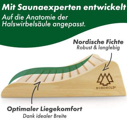 Sauna headrest wood 2-piece set - 37x33cm ideal width for optimal lying comfort - Sauna headrest ergonomically handcrafted from durable Scandinavian pine wood - High-quality sauna accessory