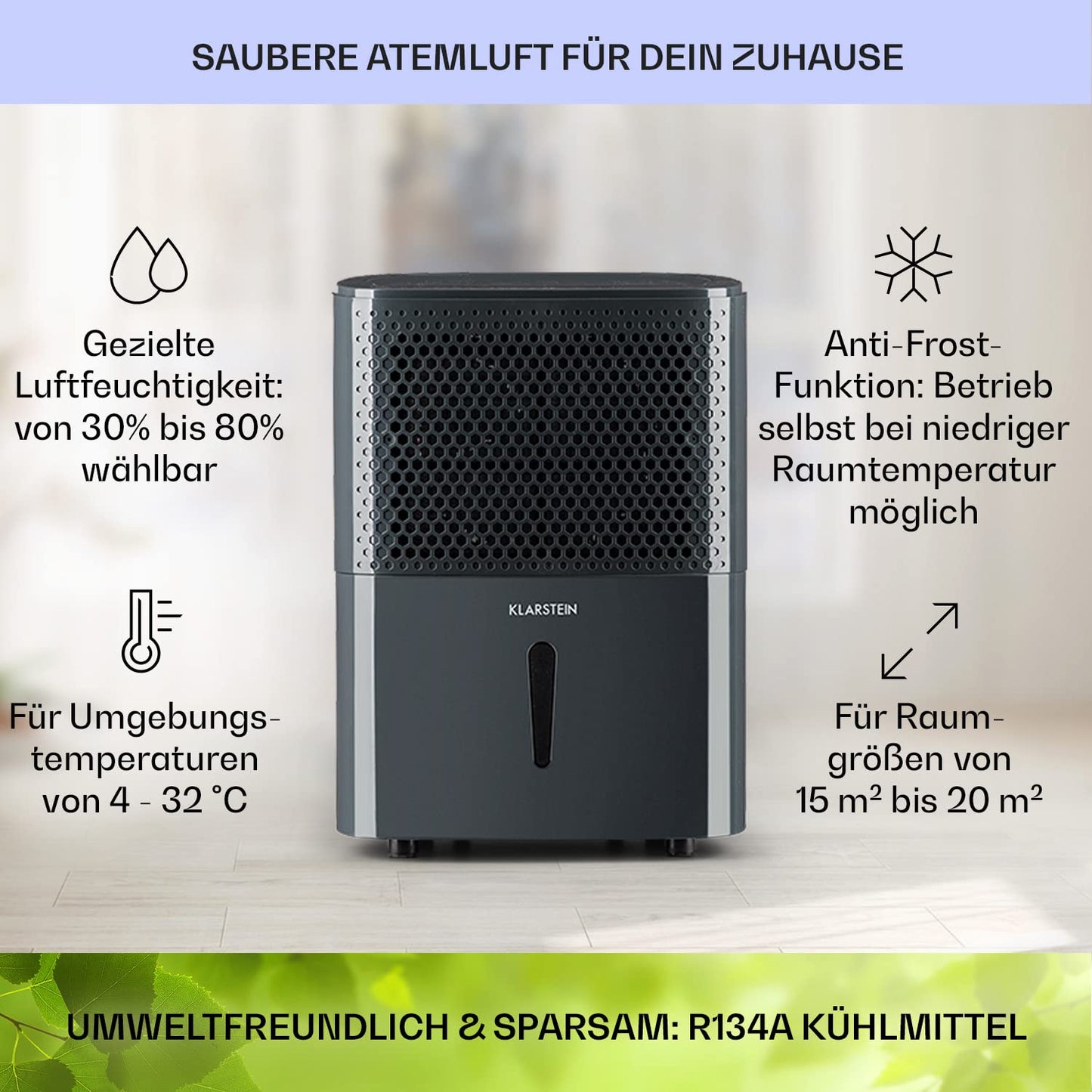 Klarstein Electric Dehumidifier & Air Purifier, 10L Small Room Dehumidifier for Apartment Bedroom Bathroom Basement, Efficient Bathroom/Room Dehumidifier, Electric & Small Air Dehumidifier.