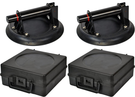 2-piece set vacuum suction cups including transport case. Glass lifter glass suction cup suction holder vacuum lifter plate lifter suction handle suction plate for FLAT and SMOOTH surfaces - NOT for: see list points.