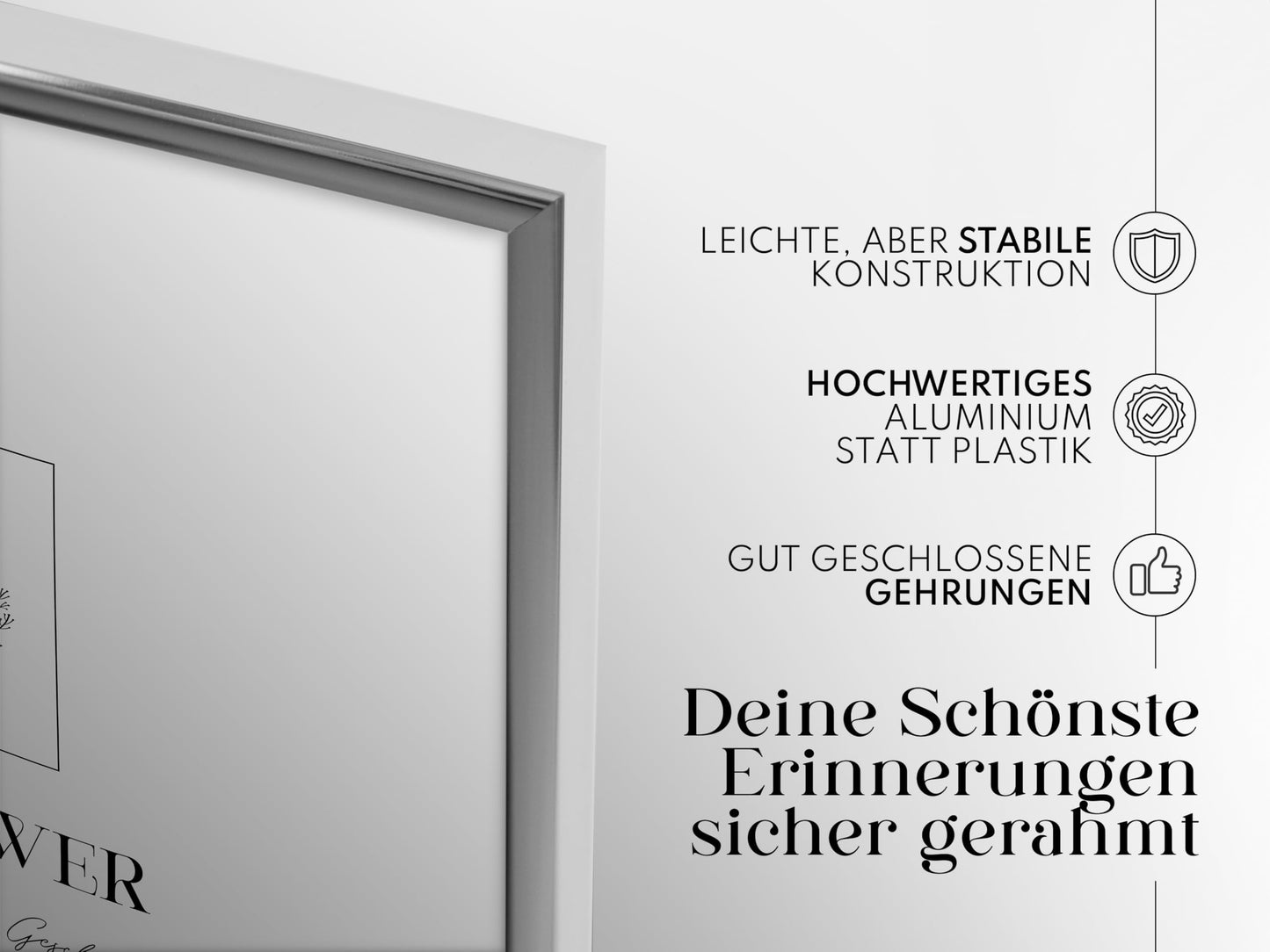 Artower® Picture Frame Silver Metal Thin Frame for 30 x 40 cm | Poster Frame Large Collage | Picture Frame Metal 30x40 cm | Aluminum Slim Picture Frame | Silver Poster Frame