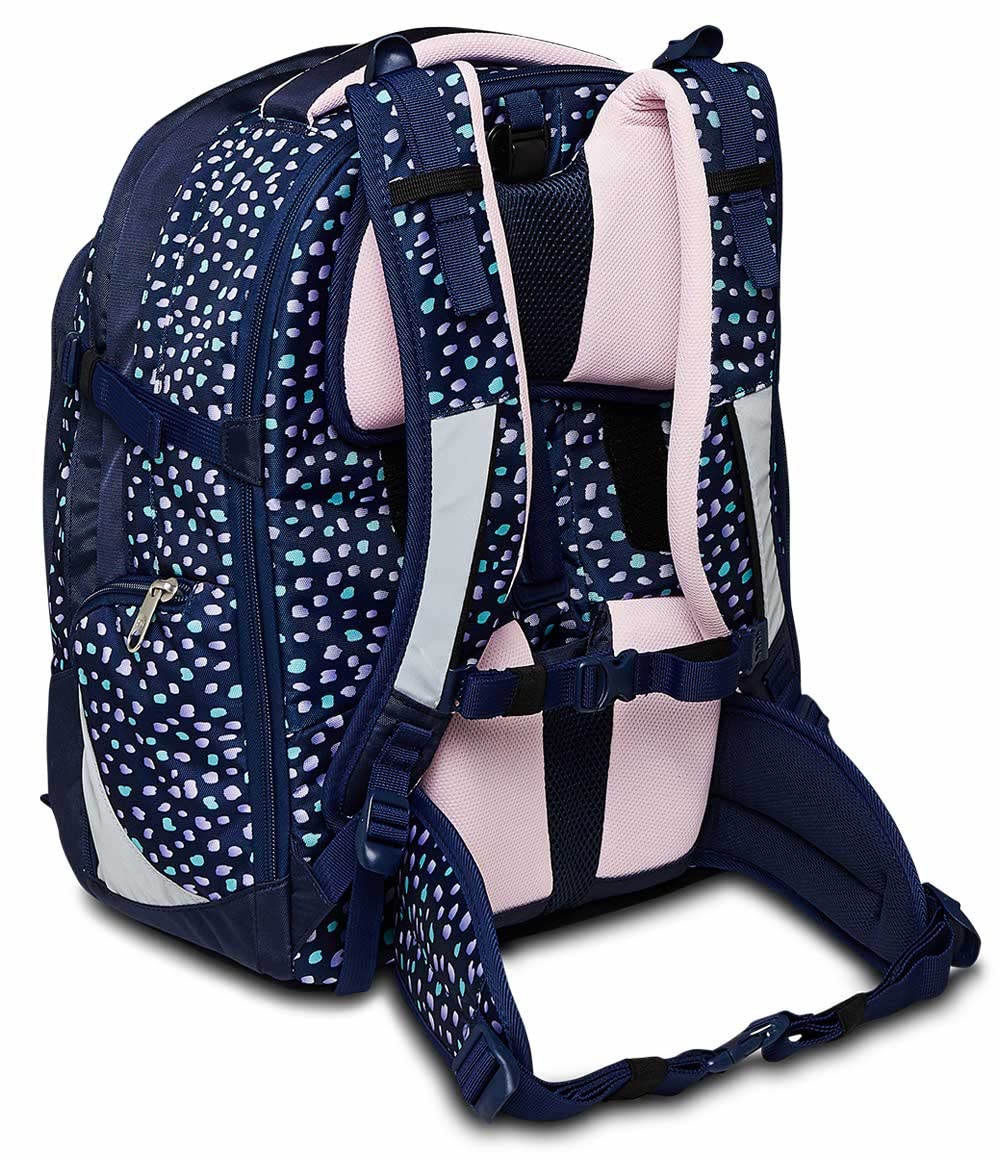 Seven school backpack: ergonomic & expandable, with multiple compartments, school bag for girls & boys; sustainable fabric, with height adjustment system, perfect for high school & school, UPDOWN TWICE CHARMING PATCH