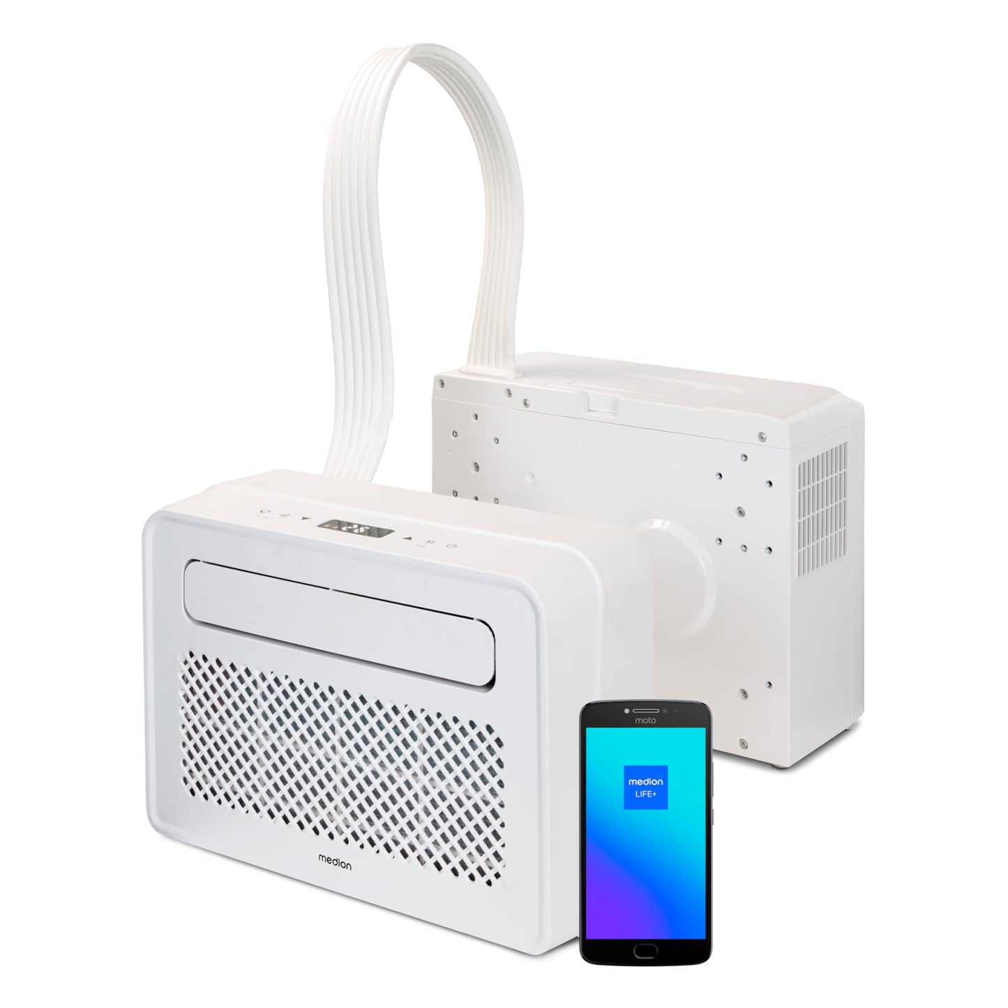 MEDION P502 Smart Split Air Conditioner (for Caravan Motorhome Camping Boat Bus Camper Caravan Mobile Home, including installation kit, 5000 BTU, Cooling Dehumidifying and Ventilating, Sleep Mode, MD37735)