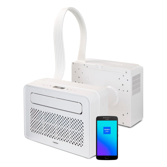 MEDION P502 Smart Split Air Conditioner (for Caravan Motorhome Camping Boat Bus Camper Caravan Mobile Home, including installation kit, 5000 BTU, Cooling Dehumidifying and Ventilating, Sleep Mode, MD37735)