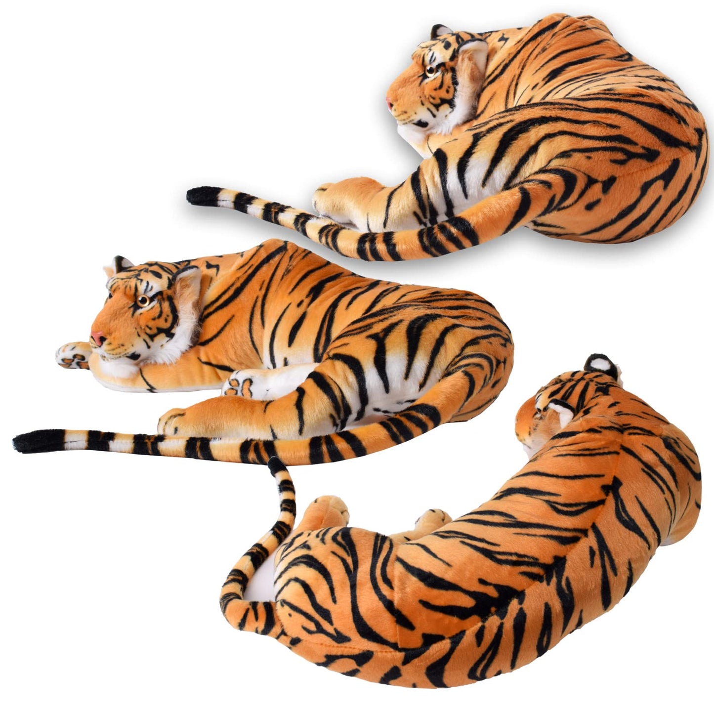 TE-Trend XXL Plush Tiger 80cm - Giant cuddly toy in realistic design - soft plush predator - cuddly tiger - stuffed tiger for kids and adults, perfect for snuggling & as a gift