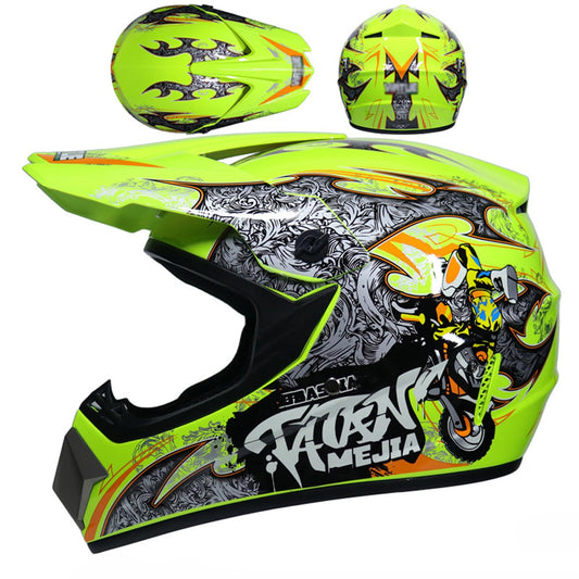 UIGJIOG downhill motorcycle helmet kids, helmet set men ATV motorcycle helmet D.O.T certified helmet with goggles gloves, full face helmet MTB includes 4 sizes of helmet liner.