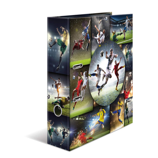 HERMA A4 Football Folder Set, 10 pieces, 7 cm wide, kids ring binder with sports motif, colorful file organizer with inner print for boys and girls