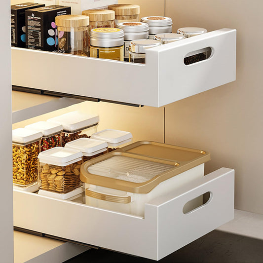 IGTOPS 2 Piece Telescopic Drawer, Extendable Drawer Storage Shelves for Kitchen Cabinets, Extendable Pull-out Drawer, No Drilling or Nailing Required (White, 25cm)