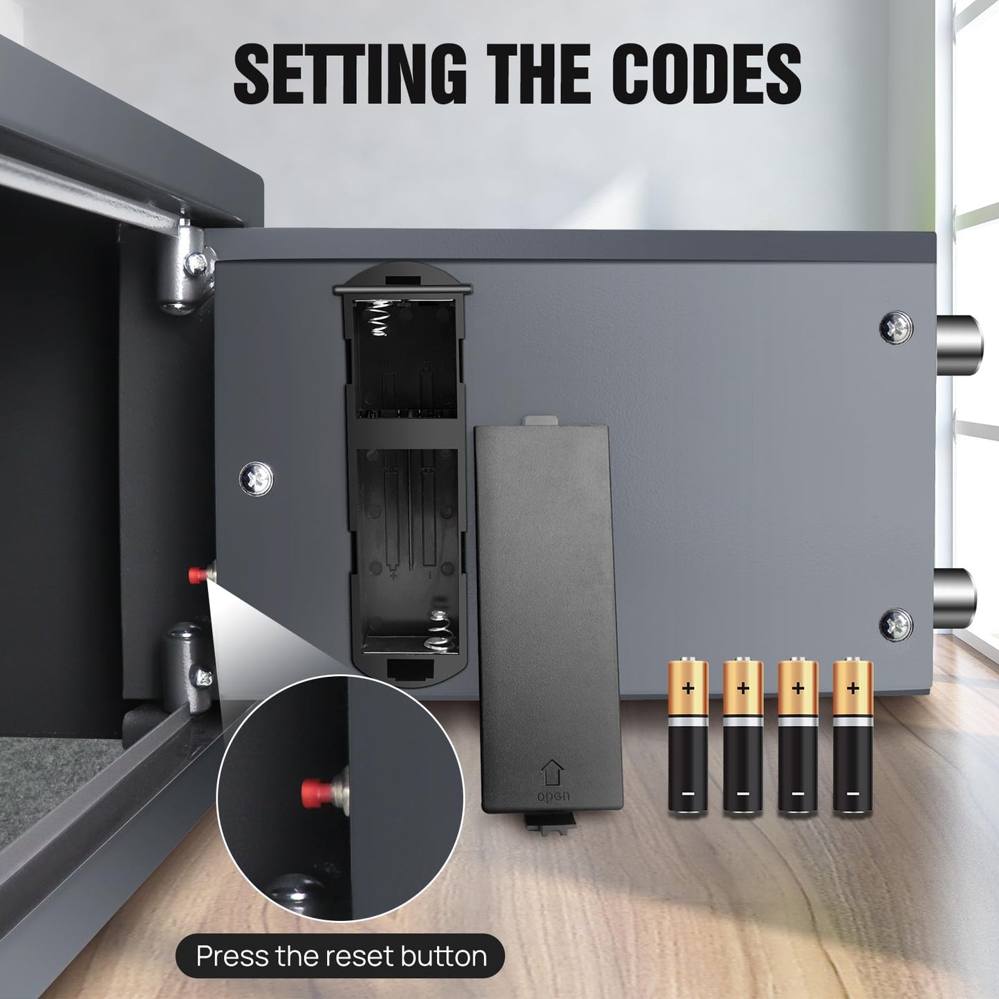 Safe fireproof waterproof safe with combination lock and 2 keys. Made of steel, wall safe for home, office, school, hotel. Dimensions 31x20x20cm, 8.5L capacity. Color: Gray.