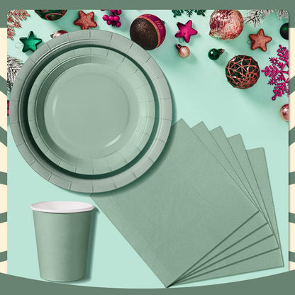 Nkaiso Grass Green Party Tableware, 96 Piece Colorful Paper Plates, Party Paper Plates Cups Napkins Party Plates Party Set Sweet Party, for celebrations like birthdays.