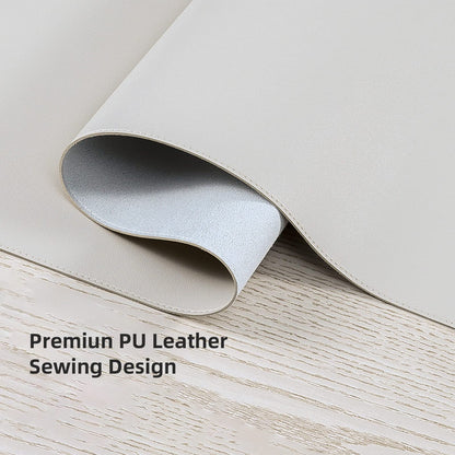 Wolaile leather desk pad, 91.4 x 43.2 cm, large keyboard mouse pad, waterproof, non-slip, desk, computer mat, desk protector for office, home, ivory colored.