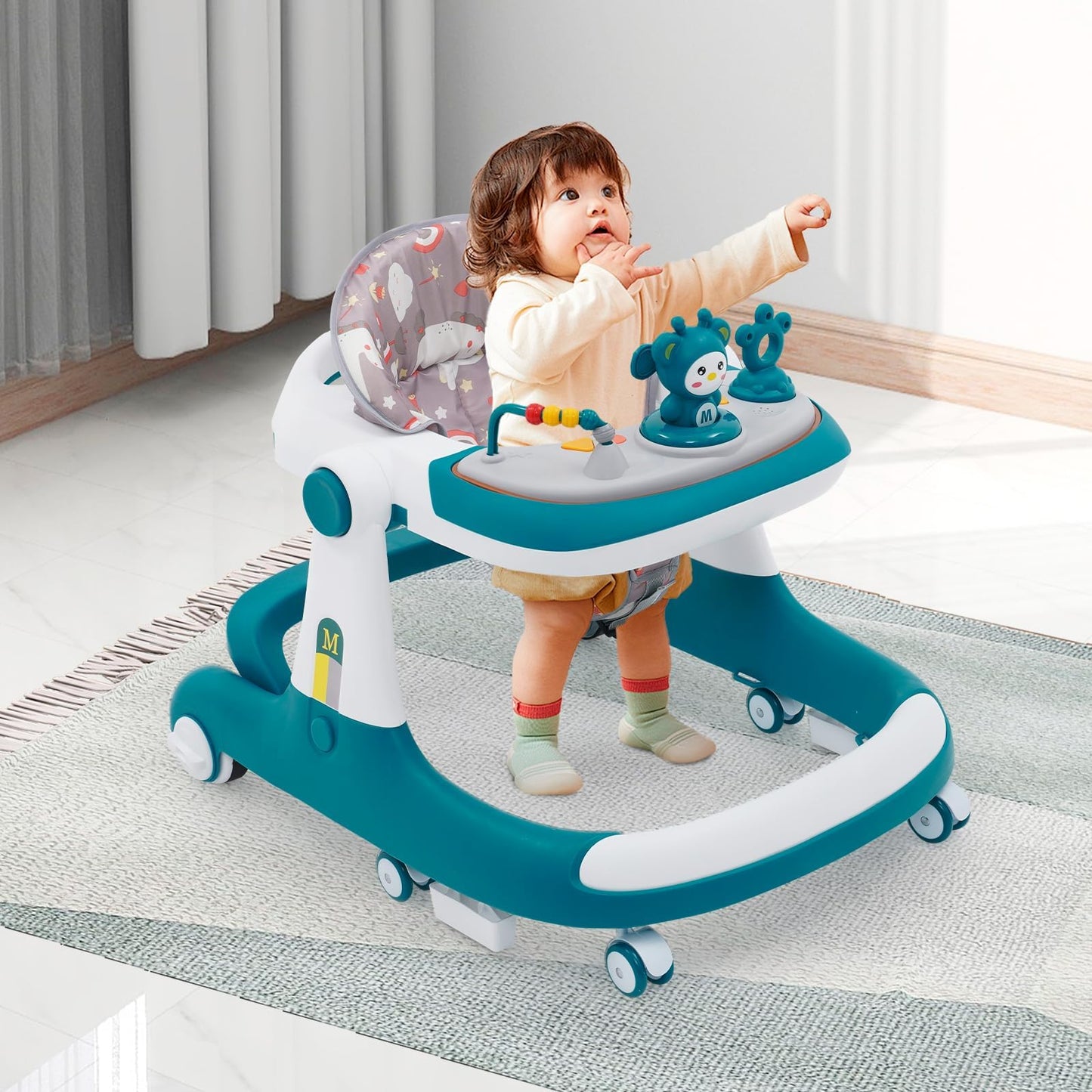 Baby walker, 3-in-1 walker from sitting to standing, multiple removable modes, entertainment-learning baby activity table for babies, boys, and girls.