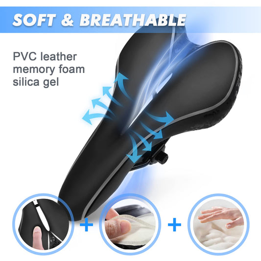 Comfortable men's bicycle saddle, gel MTB saddle for men & women, bike seats with waterproof cover hollow road bike saddle mountain bike accessory.